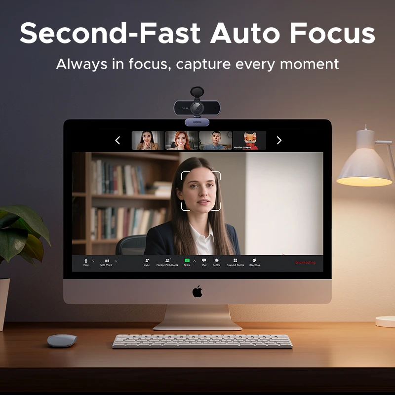 4K FHD 1080P Webcam 8MP for PC, PDAF Auto Focus, Dual AI Noise-Cancelling Mics, Web cam Camera Works for Zoom/Teams/Google Meet 5