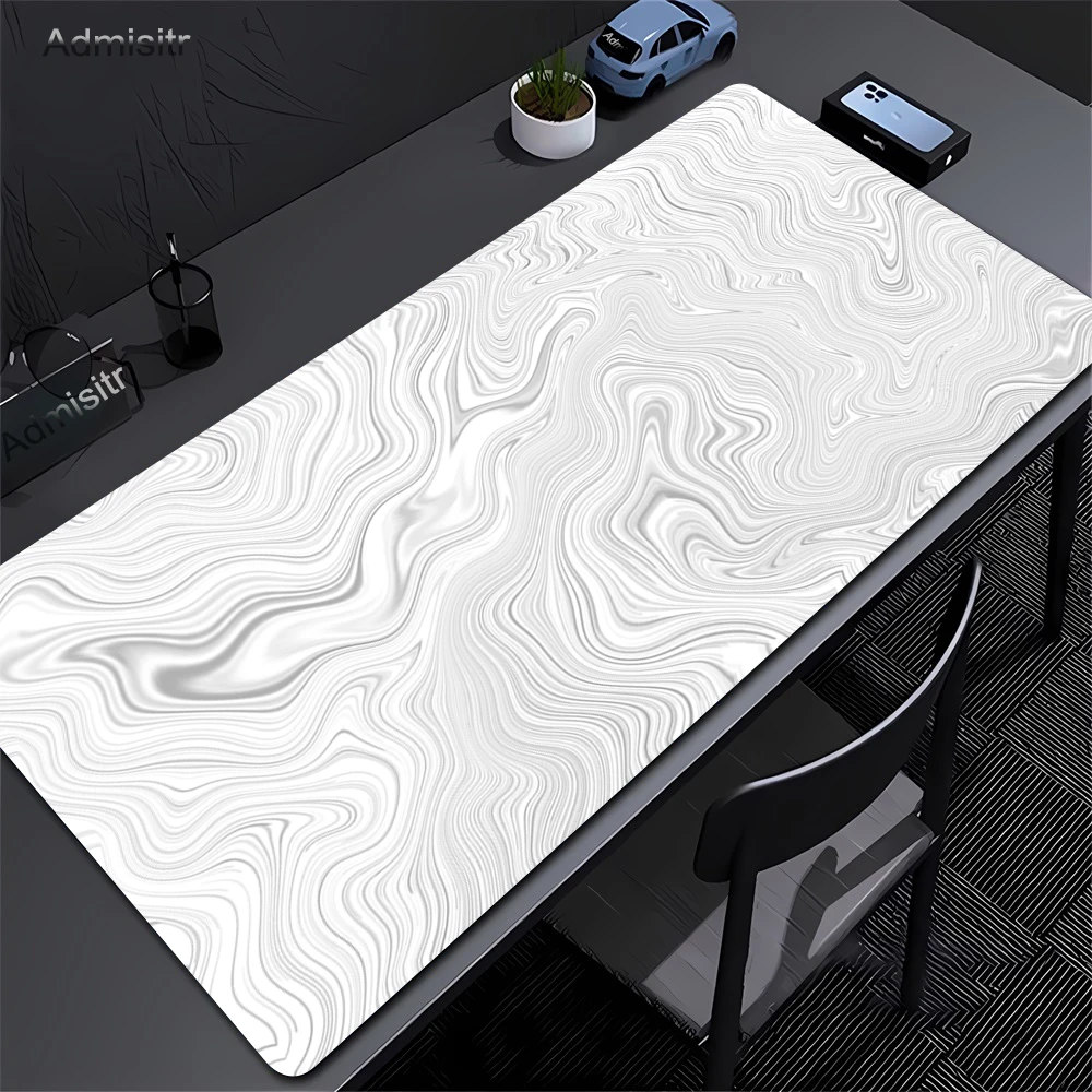 XXL Desk Mat Black And White Strata Liquid Mousepad Large Abstract Mouse Pad Gaming Deskmat With Lockedge Office Non-slip Carpet 3